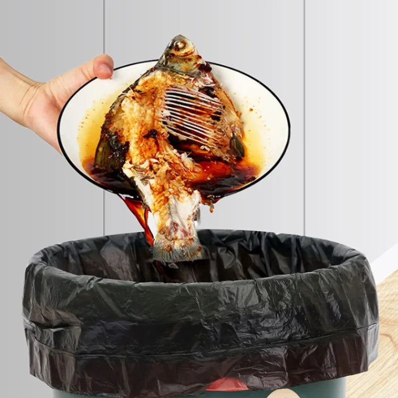 Black Drawstring Trash Bags - Leak-Proof Kitchen and Bathroom Garbage Bags