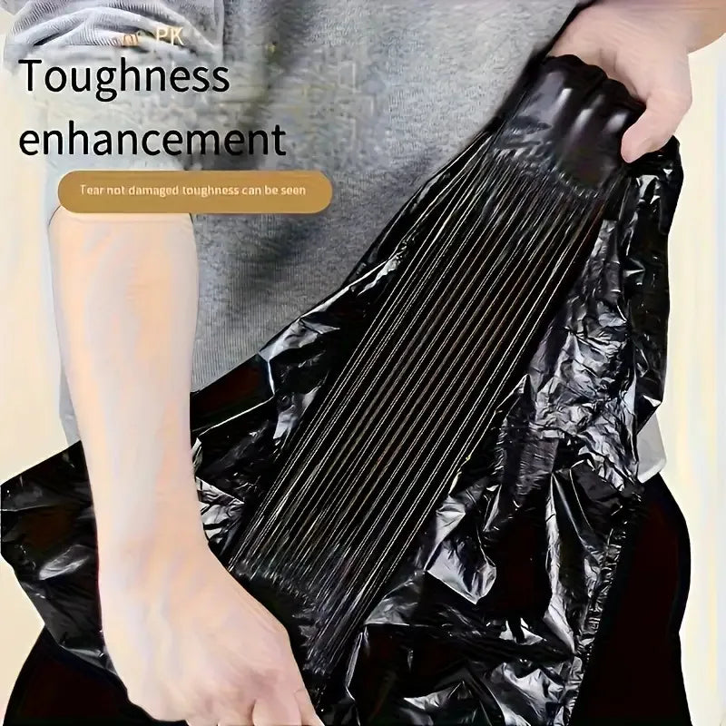 Black Drawstring Trash Bags - Leak-Proof Kitchen and Bathroom Garbage Bags